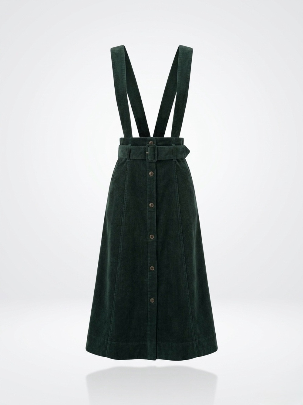 Maeve by Anthropologie - Green Button-Front Suspender Skirt - Picture 2 of 8